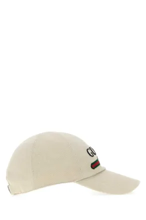 Gucci Mens Sand Canvas Baseball Cap Beigebeige Cotton Cappelli Hat