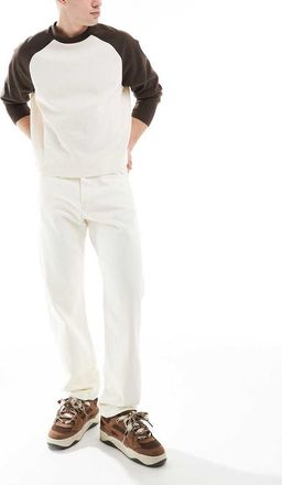 Jack & Jones Chris straight rigid jeans in ecru-White