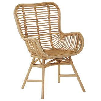 Beliani Beliani - Silla De Rat&aacute;n Marr&oacute;n Claro Respaldo Alto Moderno Sala De Estar Comedor Interior Togo