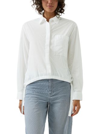 s.Oliver Langarmbluse S.OLIVER, Damen, Gr. 34, wei&szlig;, Web, Obermaterial: 100% Baumwolle, unifarben, relaxed fit normal, Rundhals, Manschette, Blusen Langarmblus