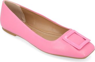 Journee Collection Zimia Square Buckle Flat in Pink at Nordstrom Rack, Size 6.5