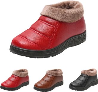 Generic Women Winter Snow Boots Comfortable Warm Fur Lined Slip On Ankle Boots Ladies Lightweight Waterproof Shoes Outdoor Thick Thermal Casual Walking Bootie
