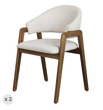 Moloo Silla de tela color crudo y fresno te&ntilde;ido de nogal (x2)