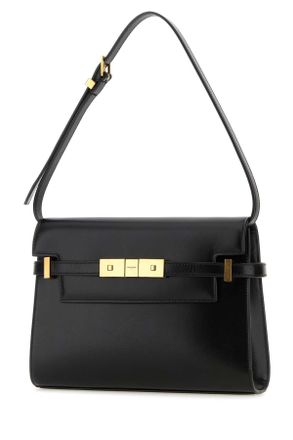 Saint Laurent Womens Black Leather Manhattan Clutch Nero Borse A Tracolla