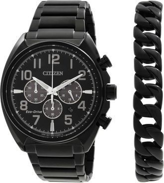 Citizen Chronograph Black Dial Mens Watch and Bracelet Box Set CA4285-68E
