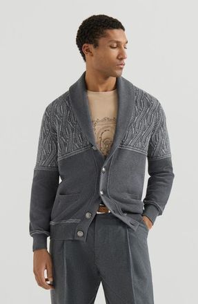 Brunello Cucinelli Cardigan with shawl collar in Medium Grey at Nordstrom, Size 58 It