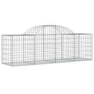 Berkfield Home Decorative Arched Gabion Baskets 7 pcs 200x50x60/80 cm Galvanised Iron in Silver