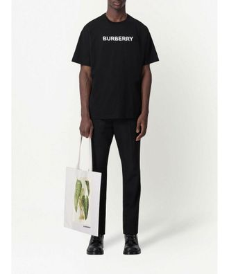 Burberry Mens Harriston Brand-print Cotton-jersey T-shirt Black - Size Small