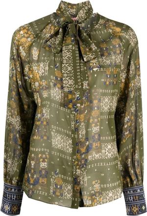 Max Mara Zijden Blend Blouse - Dames - Overhemden - Groen - M - Overhemden