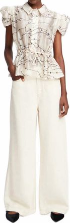 Munthe Peona Short Sleeve Blouse In Beige