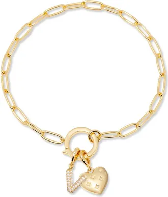 Brook & York Lillian Initial Heart Charm Bracelet in Gold V at Nordstrom