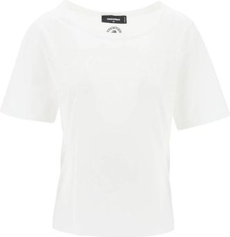 Dsquared2 T-Shirt Sweatshirt - Dames - T-shirts - Wit - L - Katoen - Tops