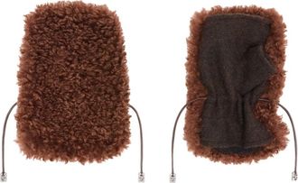 Ganni Manoplas de borreguillo sint&eacute;tico Alternative - Accessories - Mujer - Marr&oacute;n - ONE SIZE