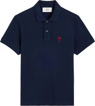 Ami Small Heart Logo Polo Shirt Night Blue BFUPL001-760-430