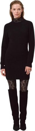 Dante6 Alpaca-Merino Gebreide Jurk met Strikdetail - Dames - Korte kleedjes - Zwart - XS - Wol - Kleedjes