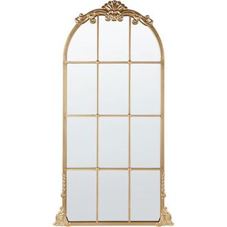 Beliani Espejo De Pared Decorativo Con Forma De Ventana Estilo Glamuroso 66 X 124 Cm En Color Dorado Noidan