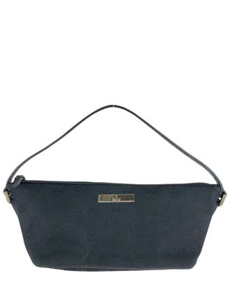 Gucci Black Gg Canvas & Leather Handbag Accessory Pouch (Authentic Pre-Loved)