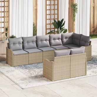 vidaXL Vidaxl - Conjunto De Sof&aacute; De Jard&iacute;n Con Coj&iacute;n 8 Pcs Beige Polirat&aacute;n