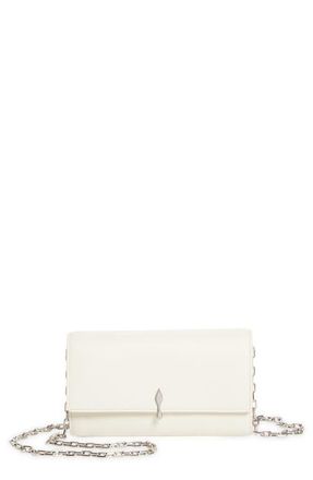 Christian Louboutin Bettina Leather Wallet on a Chain in Suzuran/Silver at Nordstrom