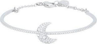 Swarovski Luna bangle, Moon, White, Rhodium plated