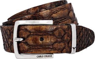 Carlo Colucci Snake Leather Belt - Heren - Riemen - Bruin - 90 CM - Leer - Accessoires