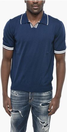 Altea Cotton Knit Top With Short Sleeves And Polo Collar size S