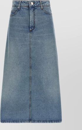 Ami denim a-line midi skirt