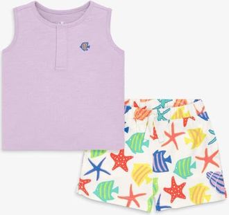 primary Baby Henley Tank Set in Ivory Under The Sea at Nordstrom, Size 18-24M