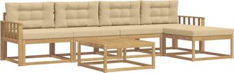 vidaXL Conjunto De Sof&aacute;s De Exterior 6 Uds. Y Beige Poli&eacute;ster Vidaxl