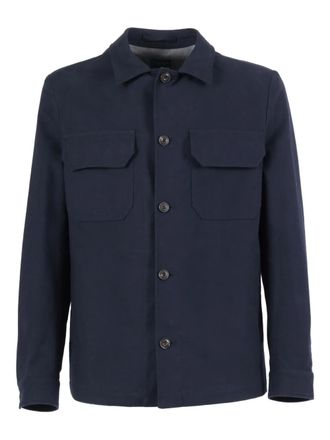 Brando flap-pocket shirt jacket - men - Cotton/Lycra - 52 - Blue