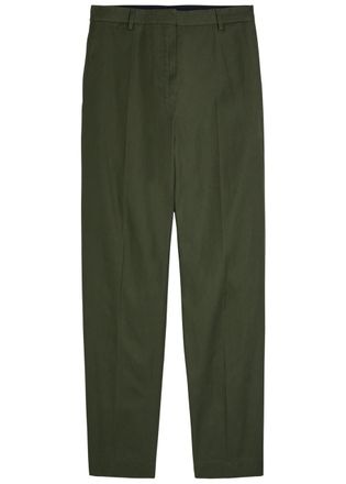 Dries Van Noten Pilar Tapered-leg Cotton Trousers - Dark Green - 38 (UK10 / S)