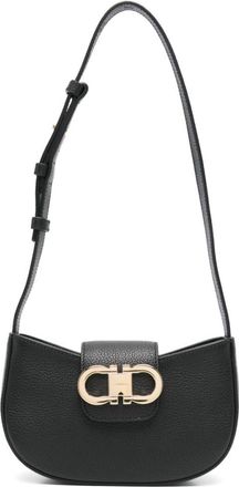 Ferragamo Black Double Gancini Mini Shoulder Bag