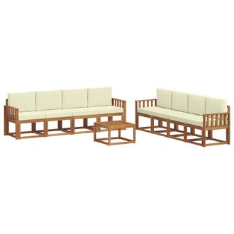vidaXL Conjunto De Sof&aacute;s De Exterior Con Coj&iacute;n 9 Pcs Natural Y Crema Vidaxl