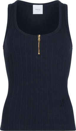 Patou scoop-neck ribbed tank top - Blue