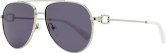 Longchamp Womens Horsebit Pilot Sunglasses LO178S 044 Silver 58mm