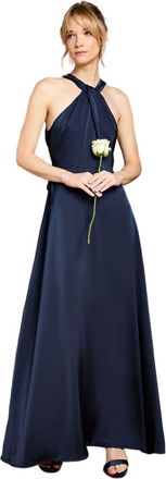 Coast Honoured Twist Halterneck Satin Maxi Bridesmaid Dress, 12, Navy