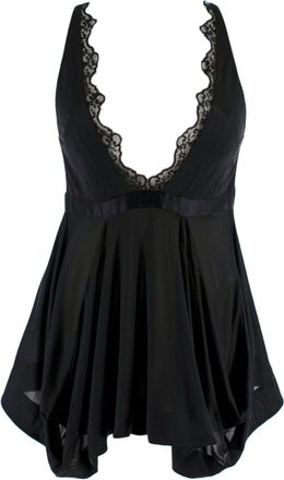 Balenciaga Silk Lace Trimmed Black Plunge Cami Top Size S