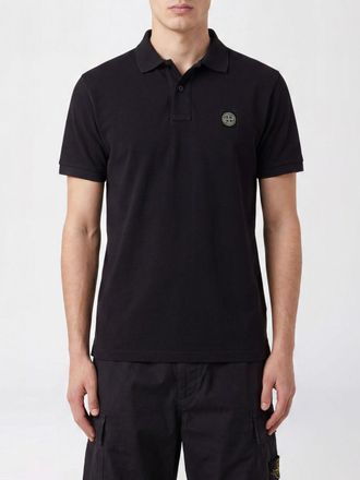 Stone Island Polo in cotone piquet con logo Compass applicato