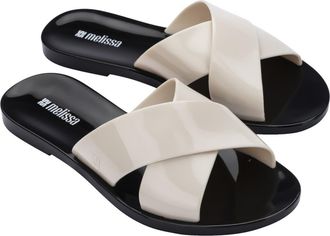Melissa Essential Cross Slide Sandal in Black/beige at Nordstrom, Size 10