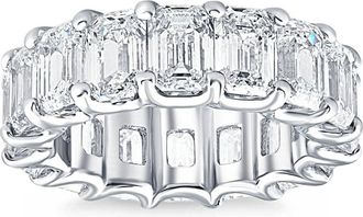 Pompeii3 11 1/2Ct Emerald Cut Diamond Eternity Ring Gold or Platinum Band Lab Grown
