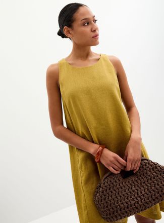 Contemporaine Womens Pure linen trapeze mini-dress