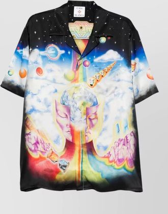 Casablanca silk printed camp collar short sleeve shirt