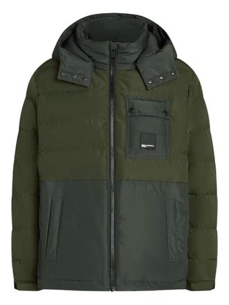 Karl Lagerfeld hooded panelled puffer jacket - Green