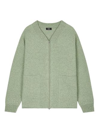 STUDIO TOMBOY zip-up cardigan - unisex - Wool/Cotton - M - Green