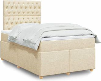vidaXL Cama Box Spring Con Colch&oacute;n Tela Color Crema 120x200 Cm Vidaxl