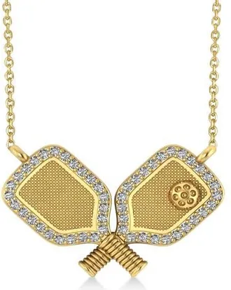 Allurez Diamond Large Dual Pickleball Paddle Pendant Necklace 14K in 0.50Ct/yellow Gold at Nordstrom