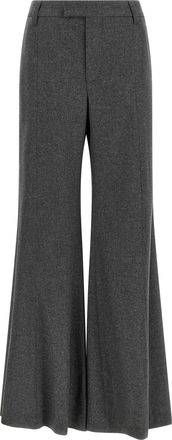Brunello Cucinelli Gray Virgin Wool Flared Womens Pants