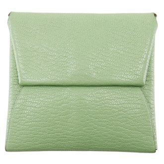Herm&egrave;s Green Chevre Leather Coin Purse/Coin Case (Pre-Owned)