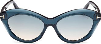 Tom Ford 55mm Gradient Oval Sunglasses in Blue/Other /Gradient Green at Nordstrom Rack