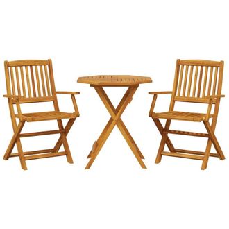 Berkfield Home 3 Piece Folding Bistro Set Solid Wood Acacia in Brown